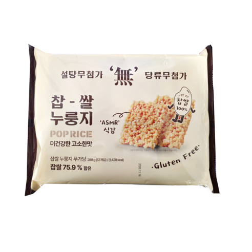 찹쌀 누룽지 무가당 무설탕 스낵, 7개, 288g