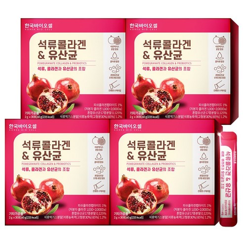 한국바이오셀 석류콜라겐 & 유산균, 60g, 4개