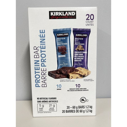 커클랜드시그니춰 프로틴 바 60g 초콜릿 브라우니 + 칩 쿠키 도우 프로틴바, 1.2kg, 1개