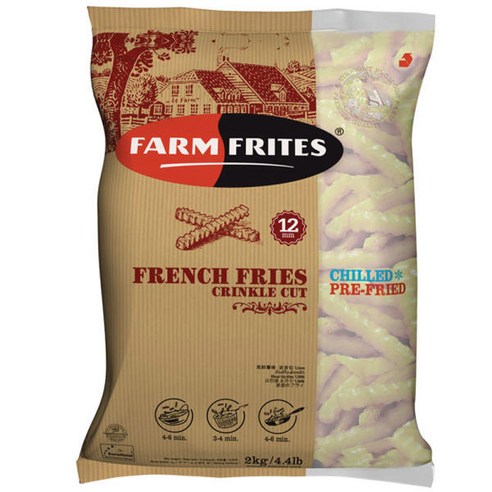 팜프리츠 프렌치 후라이 크링클컷 2kg 주름감자 냉동, 3개, 2kg