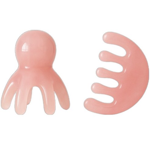 GLOWSHA 1+1 문어괄사 빗 괄사마사지기 두피마사지 두피괄사 2종세트, 혼합색상,1세트, 1개