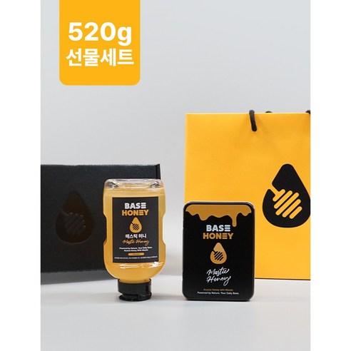 부모님 어버이날 선물세트 꿀선물 꿀스틱 보틀세트 | 기프트박스 | 가정의달 답례품 | 프리미엄꿀 매스틱꿀 | 베이스허니, 1개, 520g