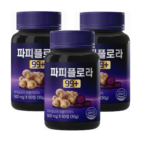 대용량 파피플로라 99+ 식약청 100% haccp 인증, 3개, 60정