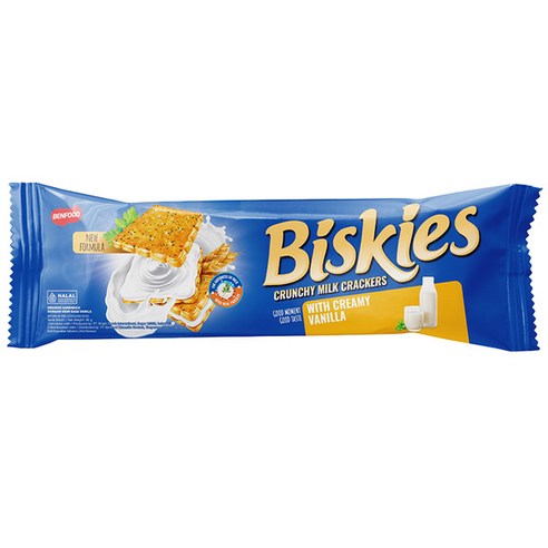 비스키스 크런키 밀크 바닐라 크림 수입 과자 크래커 아이들 간식, 5개, 96g