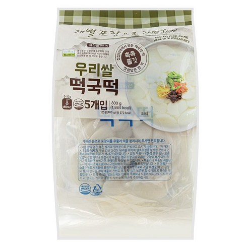 칠갑 우리쌀 떡국떡 800g 5개, 800g, 5개