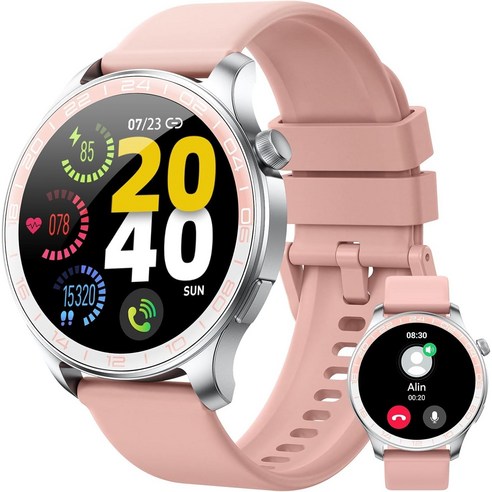 Donerton T10pro 워치 1.43인치 AMOLED 스마트워치 스포츠 모드 수면관리, GPS + 블루투스, 37mm, 핑크색