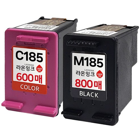 (800매 특대용량 세트) INK-M185 잉크 INK-C185 호환 SL-J1680 J1683 J1685 J1780W J1780DW J1785W M185XL C185XL 라온잉크, 1세트, 검정+컬러