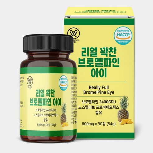 리얼꽉찬 브로멜파인 파인애플효소 브로멜라인 2400GDU 파파야 노스릴리브 단백질소화효소, 1개, 60정