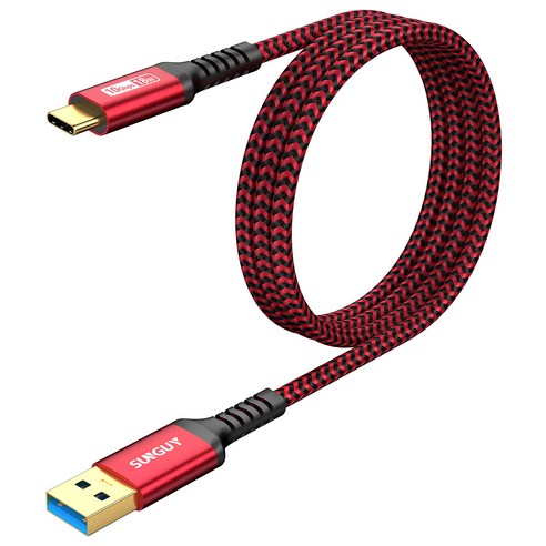 SUNGUY USB C타입 고속 충전 케이블 데이터 전송 10Gbps 18W, 1개, 레드, 1m