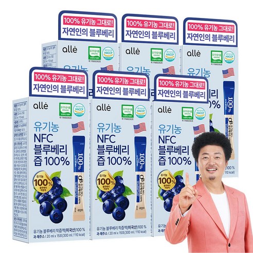 유기농 블루베리 착즙 100% 블루베리즙 스틱 NFC 알레 15p, 90개, 20ml