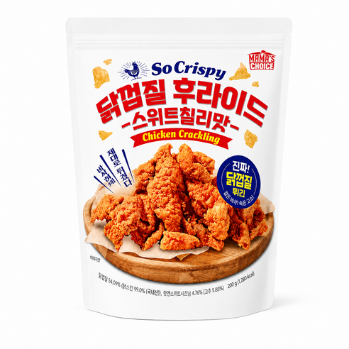 굿픽샵 닭껍질 후라이드 스위트칠리맛 바삭 치킨 크래클링 200g 간식 술안주 추천+고급사탕증정, 1개, 200g