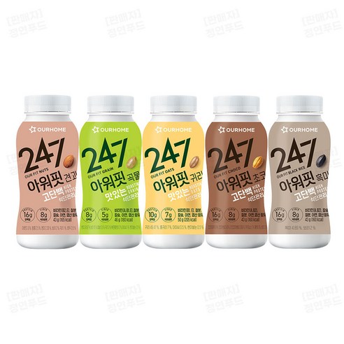 아워홈 아워핏 식사대용 선식 쉐이크 5종 (견과+곡물+귀리+초코+흑미)