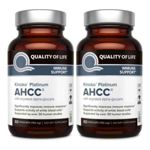퀄리티 오프 라이프 AHCC 60정 Premium Kinoko Platinum AHCC Supplement 750mg of AHCC per Capsule