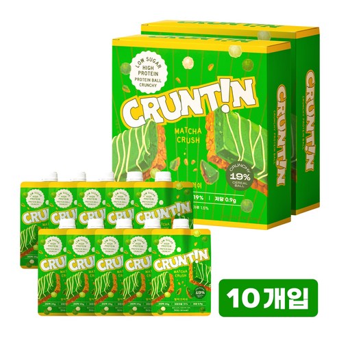 [본사공식몰] 크런틴 단백질쉐이크 말차크러쉬 크런치볼 25%, 2박스, 250g