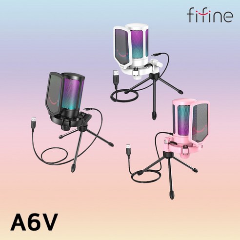 FIFINE A6V ASMR 유튜브 게이밍 PC 유선 콘덴서 홈레코딩 방송용 마이크