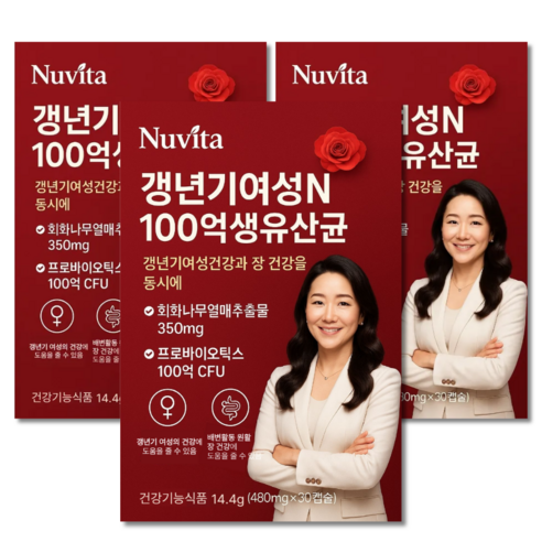 [옵션확인] 비에날퀸 갱년기 유산균 다이어트 bnr17 식약청인증 / 소포리코사이드 중년 갱년기 100억 유산균, 3개, 30정