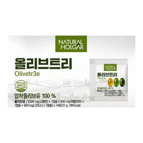 네츄럴올가 지중해 올리브트리 오일 캡슐 14회분, 1박스