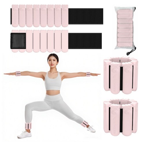 ABAHUB 여성용 미끄럼방지 실리콘 중량밴드 / 손목 발목 전용 고정무게, 1kg, 연핑크