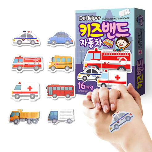 닥터헬퍼 캐릭터 키즈밴드 혼합형 모양 반창고 유아 어린이 상처 밴드, 5개, 16개입