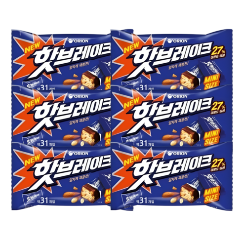 오리온 핫브레이크 미니 오리지널 대용량, 416g, 6개