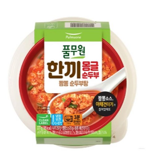 풀무원 한끼몽글순두부 짬뽕순두부탕 277g 2개
