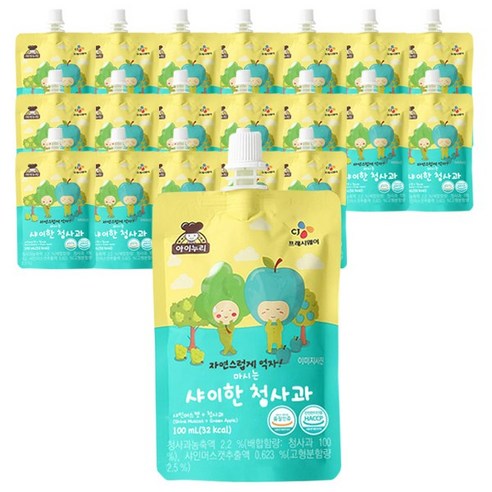 CJ 어린이 간식 유아쥬스 기호식품 품질인증 아이누리 마시는 샤이한 청사과 100ml 20개