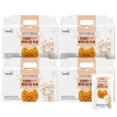웅진 건강한 무가당 루피니빈 두유 고단백 무첨가 식사대용, 80개, 180ml