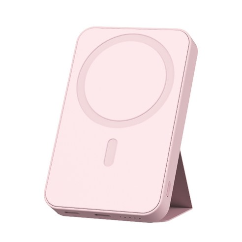 로랜텍 파스텔 스탠드 고속 무선충전 맥세이프 보조배터리 5000mAh, 핑크