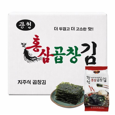 산루 홍삼김 7g x 18봉 두꺼운 곱창김 두번구워 더 바삭한 재래김, 18개, 7g(1개)