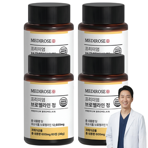 [한정이벤트] 브로멜라인 파파인 날파리 분해 파인애플 효소 고함량 식약청 HACCP 정품, 4개, 60정