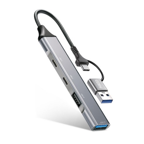 코시 듀얼 커넥트 USB 3.0 슬림 메탈 멀티허브 4포트 7포트 C타입 / A타입, UH2256CA 4포트 허브, 1개