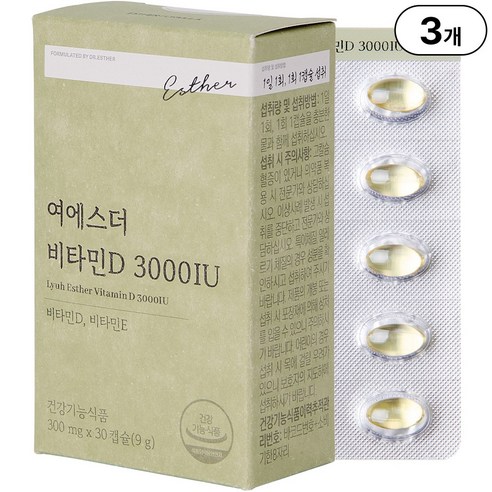 본사직영 여에스더 비타민D 3000 IU 비타민디 국민영양 프로젝트, 30정, 3박스