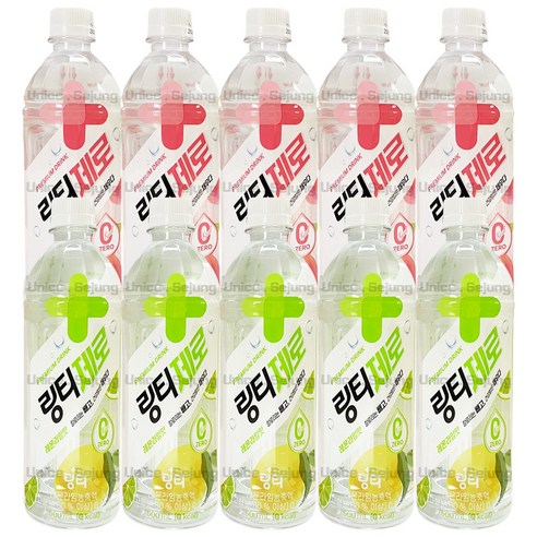 링티제로 500ml 2종 혼합 ( 복숭아 5개 + 레몬라임 5개 ) / 마시는 링티 제로칼로리