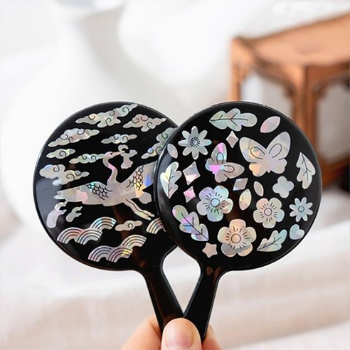 자개 손거울 만들기 DIY 키트 나전칠기 스티커 손거울 꾸미기 전통 공예 체험 한국 기념품, 자개손거울(학), 1개