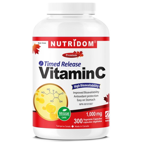 뉴트리돔 캐나다 비타민C 1000mg Vitamin C Timed Release 대용량 300베지캡슐, 300정, 1개