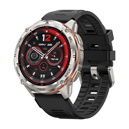 KOSPET TANK T3 Ultra 2 GPS 스마트 워치 남성용 나침반 고도계 기압계 60일 배터리 5ATM IP69K 방수 AMOLED BT 통화, Silver, 3.632cm, GPS + 블루투스