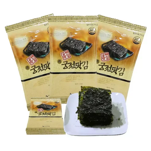 궁전맛김 철판 직화구이 불맛이 살아있는 트레이없는 도시락김, 4g, 40봉
