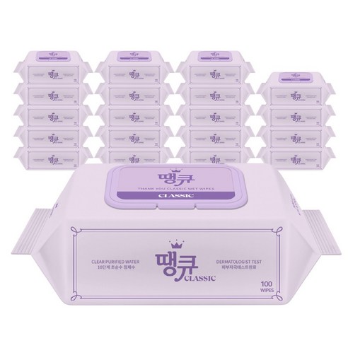 땡큐 물티슈 캡형, 100매, 20개, 230g
