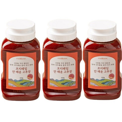 안매운 고추장 국산고춧가루 어린이 아이용 순한맛 저자극 고추장, 320g, 3개
