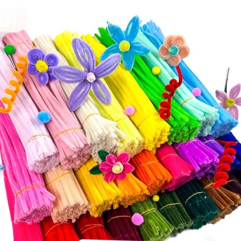 아느캐 DIY 모루철사 털모루 만들기, 100개, 에메랄드 그린