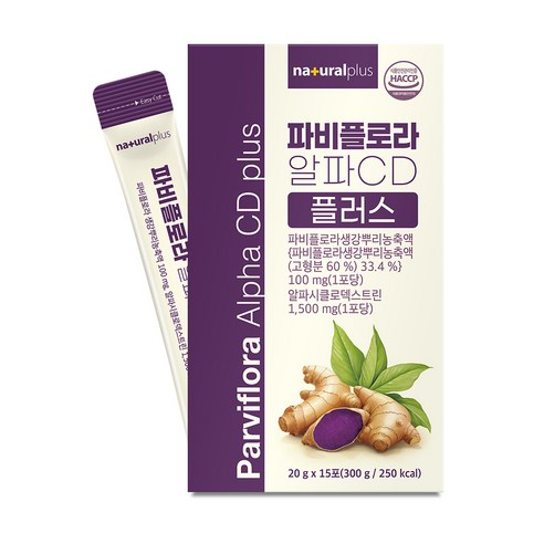[박스당 15포] 내츄럴플러스 파비플로라 알파CD 플러스 / 태국산 흑생강 파피플로라 폴리페놀 안토시아닌 사포닌, 1박스, 300g
