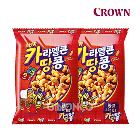 크라운 카라멜콘땅콩 72g 안주 아이들간식 스낵 무배, 72g, 2개