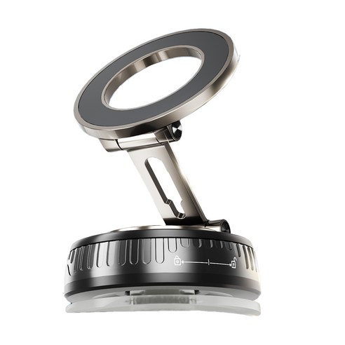 포니착 초강력 진공흡착 자석 거치대 맥세이프 360도 회전 접이식 차량용 겔타입, 블랙, 1개