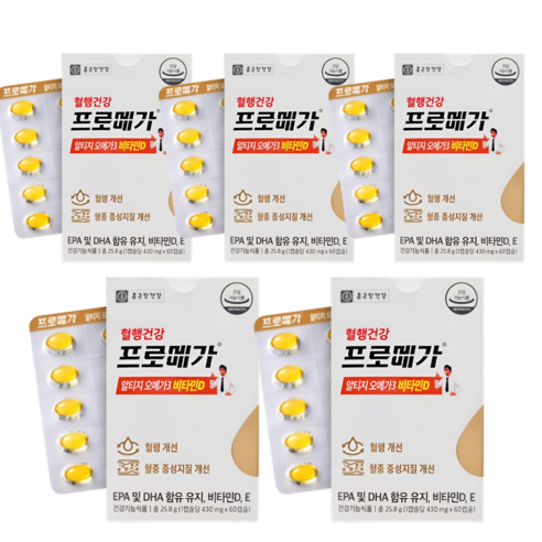 종근당건강 프로메가 알티지 오메가3 듀얼 비타민D, 60정, 5개, 60정, 5개