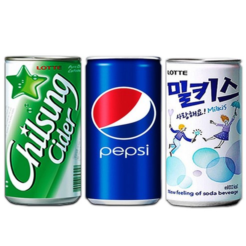 [중앙몰] 칠성사이다(10캔)+펩시콜라(10캔)+밀키스(10캔) 30캔+메세지스티커