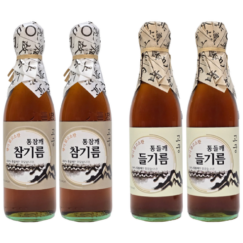 통참깨참기름 고소한 방앗간 고궁참기름 들기름 350ml (참참+들들)4개포장