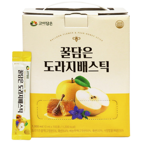 짜먹는수액 꿀담은 도라지배 스틱 고농축 목관리 대용량, 100개