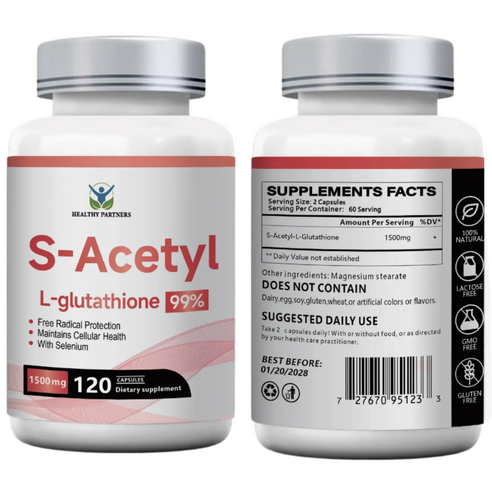 고함량 S 아세틸 L 글루타치온 1500mg NAC 대체성분, 2개, 120정