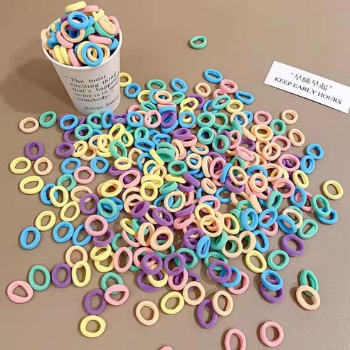딜라이프 데일리 대용량 안아픈 마카롱 머리끈 머리띠 고무줄 헤어끈 500p