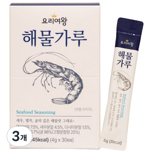 요리여왕 스틱육수 가루육수 해물가루, 3개, 120g